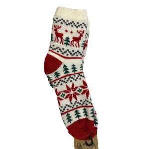 Northeast Outfitters Cozy Cabin Socks Aloe Reindeer Christmas Fair Isle